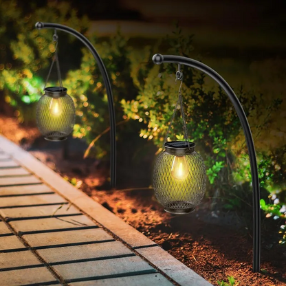 Solar Hanging Lantern Set – Elegant Outdoor LED Lights for Garden and Patio