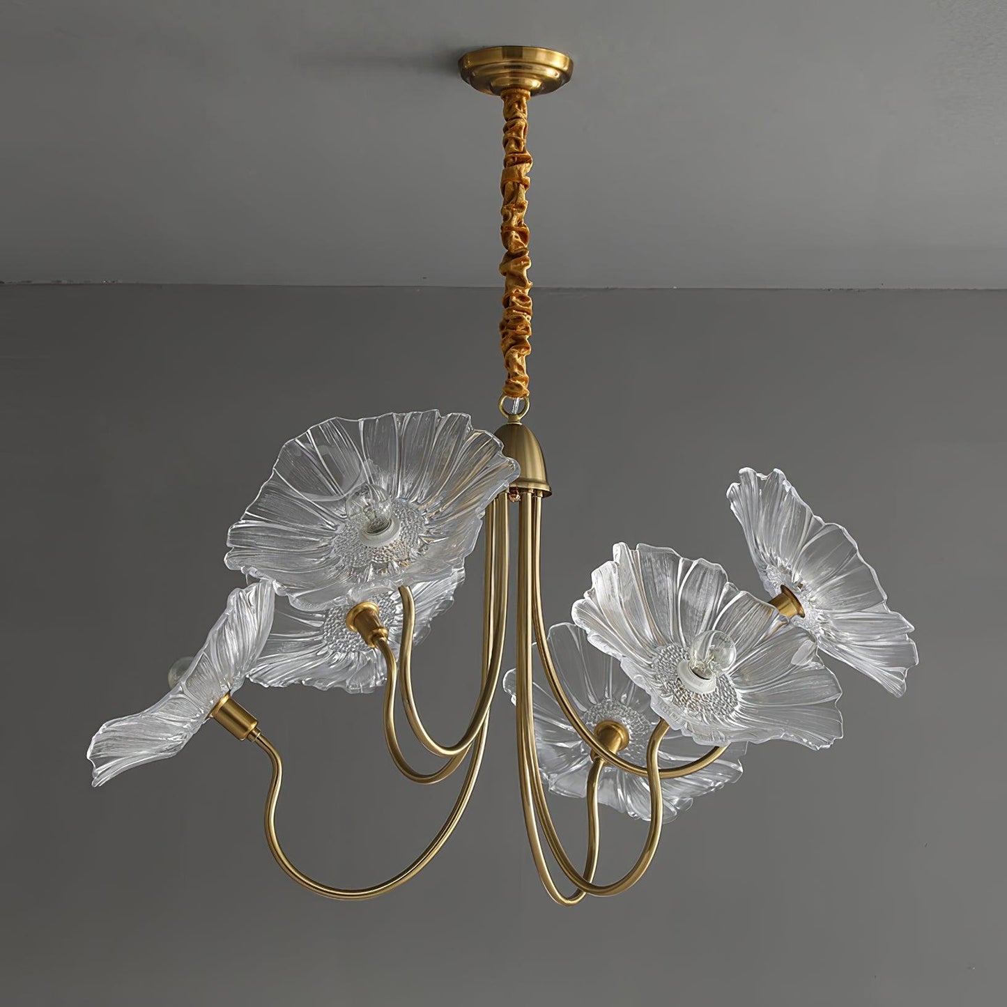 Leaf-Shaped Frosted Glass Chandelier – Elegant Vintage-Inspired Ceiling Light