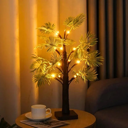 LED Christmas Palm Tree Light – Warm White Battery-Powered Festive Decor