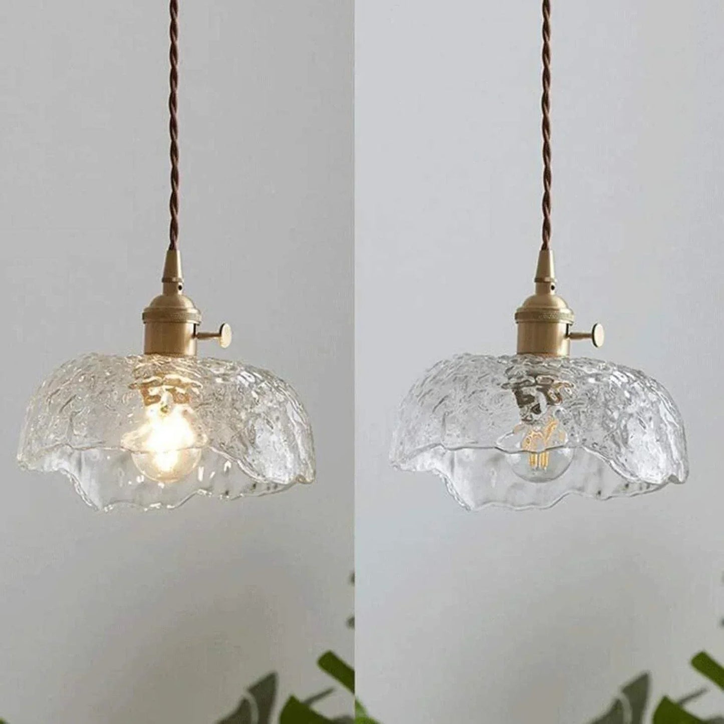 Elegant Glass Pendant Light – Modern Brass & Glass Hanging Lamp