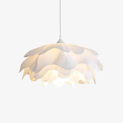 Flower-Shaped White Pendant Light – Elegant LED Ceiling Lamp with Adjustable Height