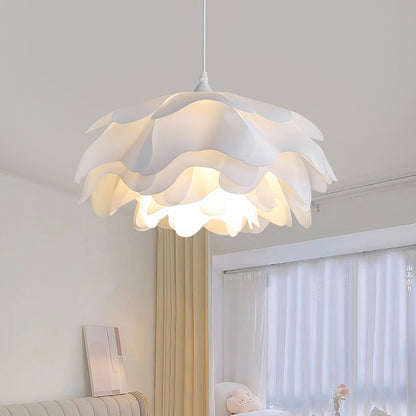 Flower-Shaped White Pendant Light – Elegant LED Ceiling Lamp with Adjustable Height