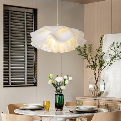 Flower-Shaped White Pendant Light – Elegant LED Ceiling Lamp with Adjustable Height