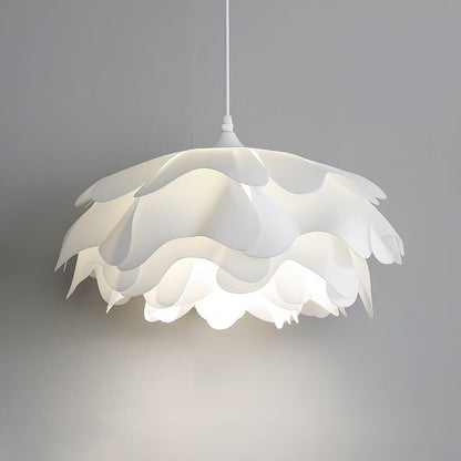 Flower-Shaped White Pendant Light – Elegant LED Ceiling Lamp with Adjustable Height