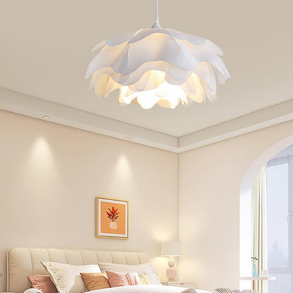 Flower-Shaped White Pendant Light – Elegant LED Ceiling Lamp with Adjustable Height