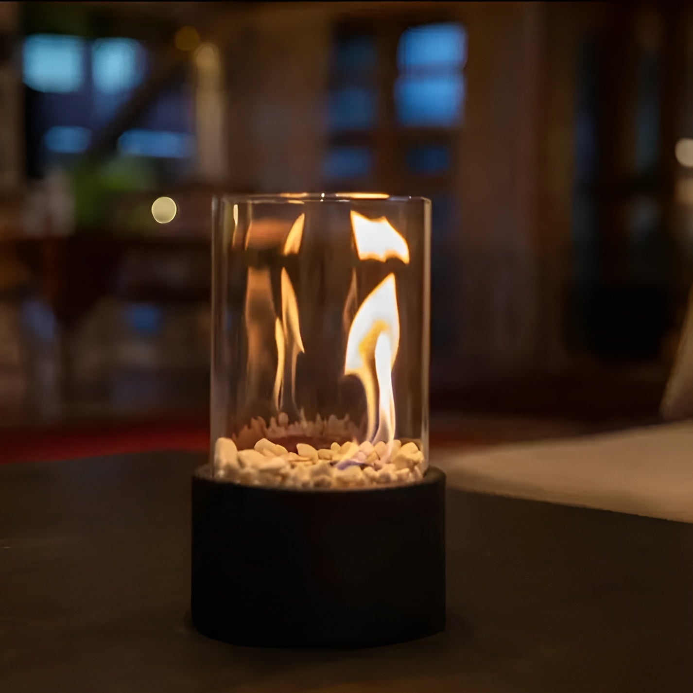 SleekFlame Table Fireplace – Modern Design & Portable Elegance