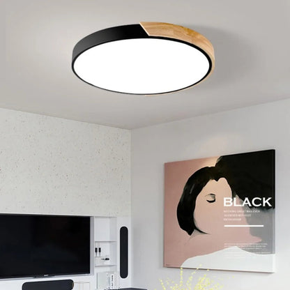 Nordic Wooden Macaroon Ceiling Light – Warm & Minimalist LED Illumination