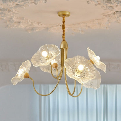 Leaf-Shaped Frosted Glass Chandelier – Elegant Vintage-Inspired Ceiling Light