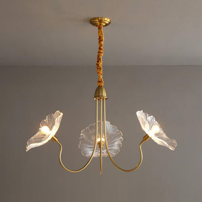 Leaf-Shaped Frosted Glass Chandelier – Elegant Vintage-Inspired Ceiling Light