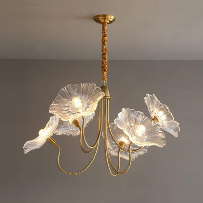 Leaf-Shaped Frosted Glass Chandelier – Elegant Vintage-Inspired Ceiling Light