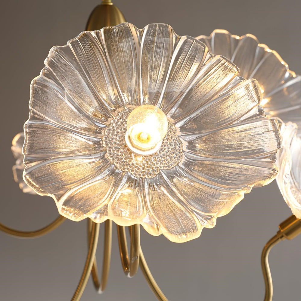 Leaf-Shaped Frosted Glass Chandelier – Elegant Vintage-Inspired Ceiling Light