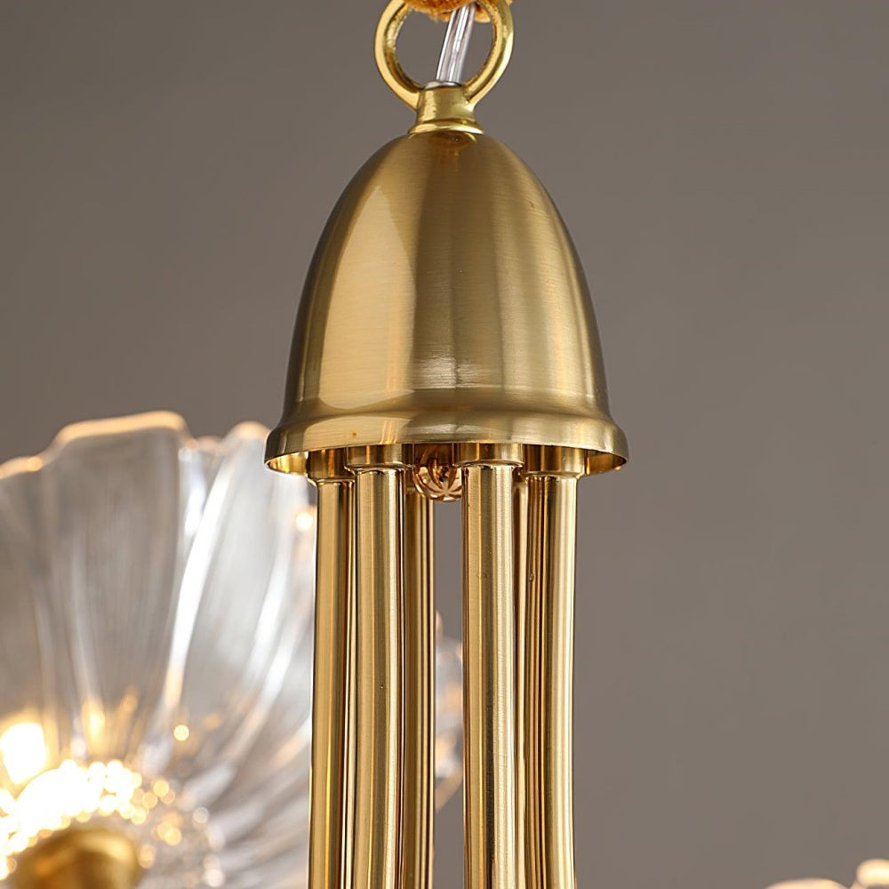 Leaf-Shaped Frosted Glass Chandelier – Elegant Vintage-Inspired Ceiling Light