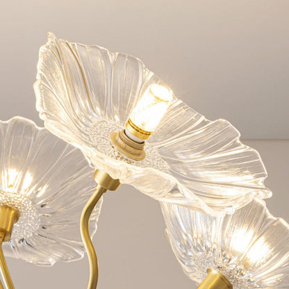 Leaf-Shaped Frosted Glass Chandelier – Elegant Vintage-Inspired Ceiling Light