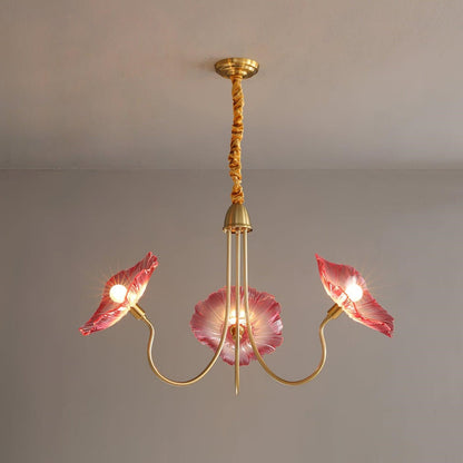 Leaf-Shaped Frosted Glass Chandelier – Elegant Vintage-Inspired Ceiling Light