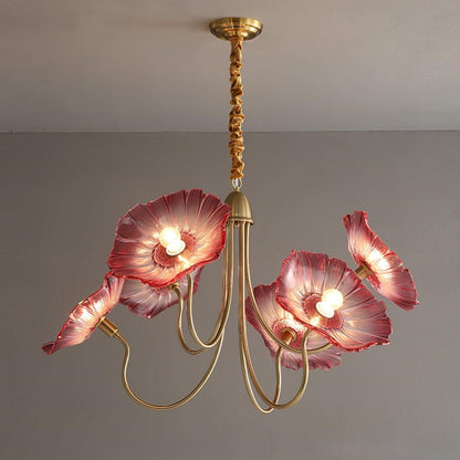 Leaf-Shaped Frosted Glass Chandelier – Elegant Vintage-Inspired Ceiling Light