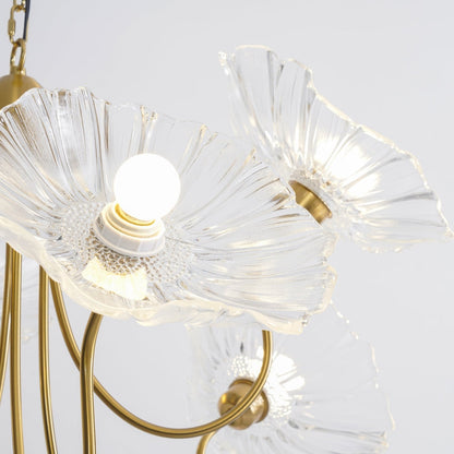 Leaf-Shaped Frosted Glass Chandelier – Elegant Vintage-Inspired Ceiling Light