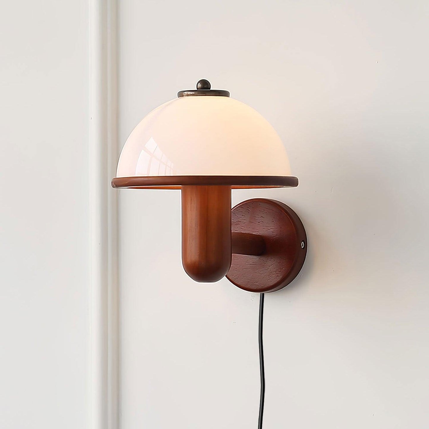 Mushroom Wood Wall Light – Elegant Oak Finish with Soft LED Glow