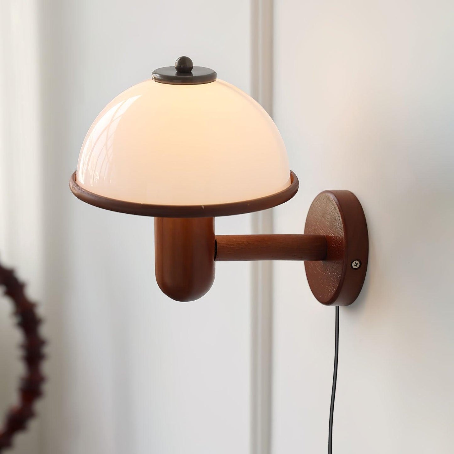 Mushroom Wood Wall Light – Elegant Oak Finish with Soft LED Glow