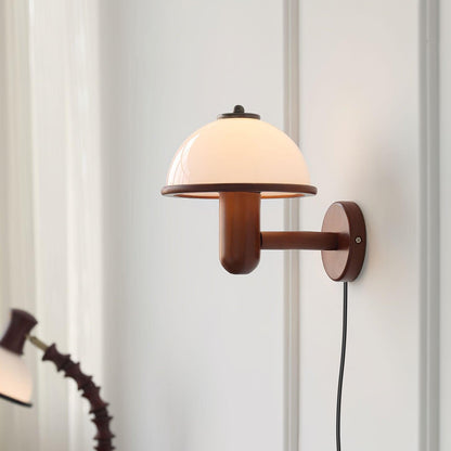 Mushroom Wood Wall Light – Elegant Oak Finish with Soft LED Glow