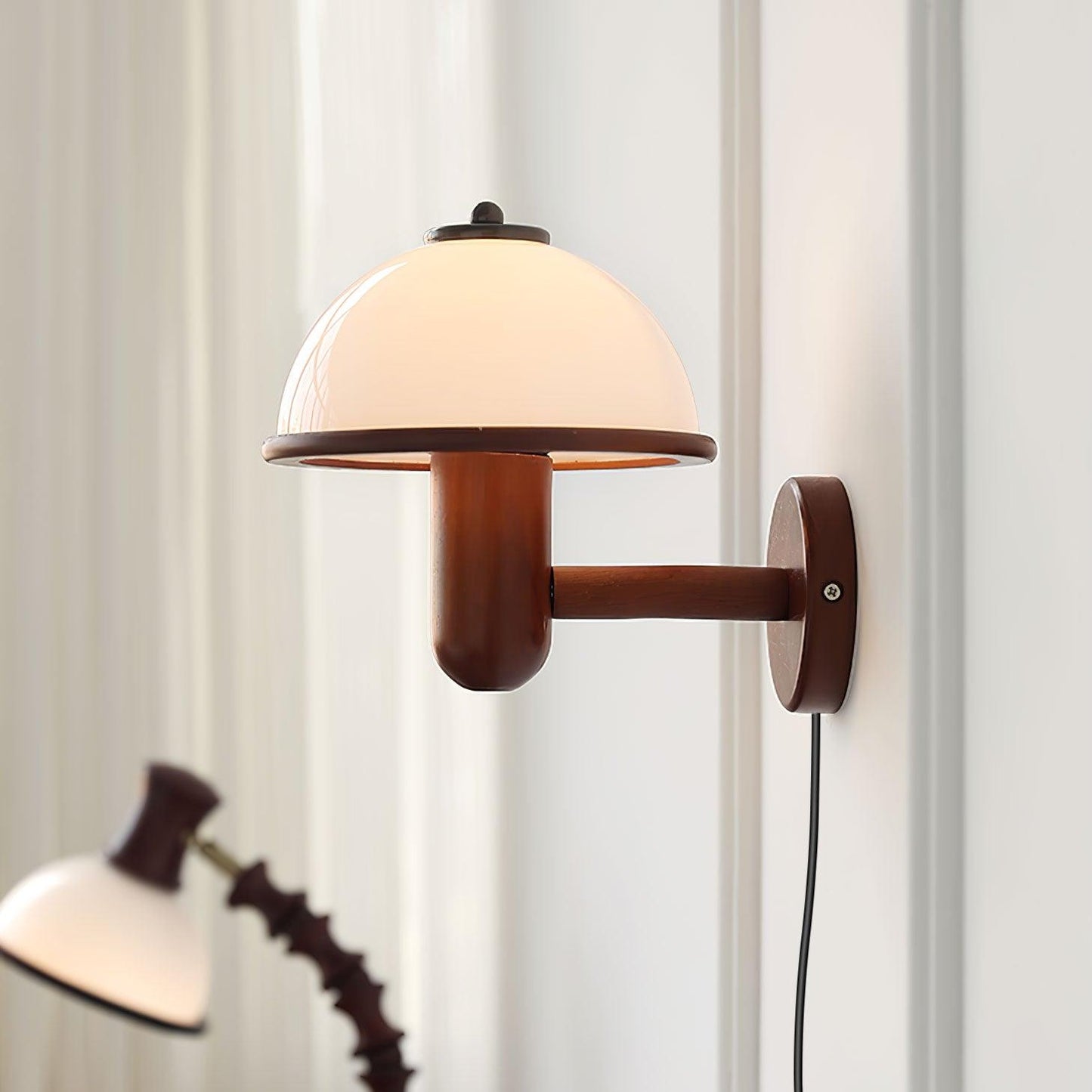 Mushroom Wood Wall Light – Elegant Oak Finish with Soft LED Glow