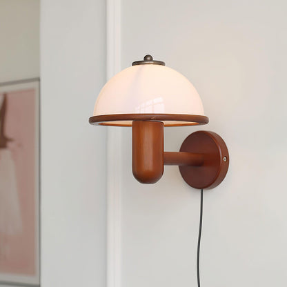 Mushroom Wood Wall Light – Elegant Oak Finish with Soft LED Glow