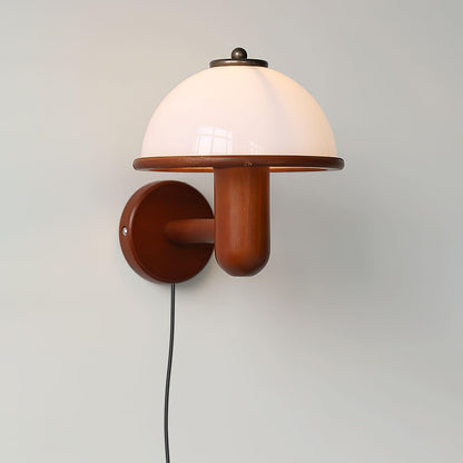 Mushroom Wood Wall Light – Elegant Oak Finish with Soft LED Glow