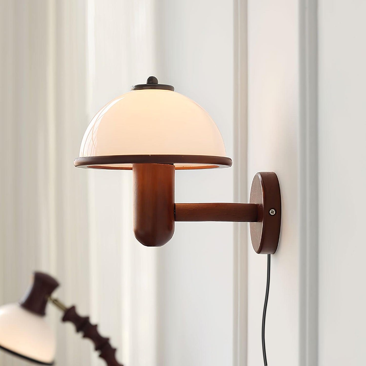 Mushroom Wood Wall Light – Elegant Oak Finish with Soft LED Glow