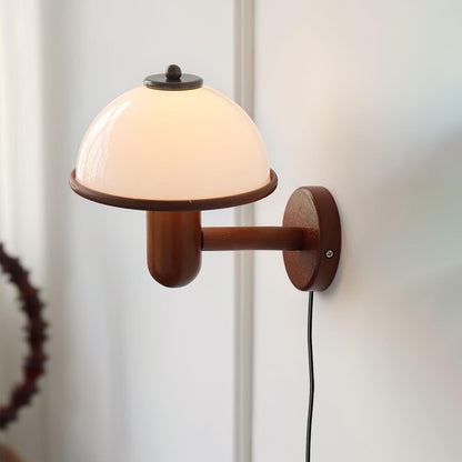 Mushroom Wood Wall Light – Elegant Oak Finish with Soft LED Glow