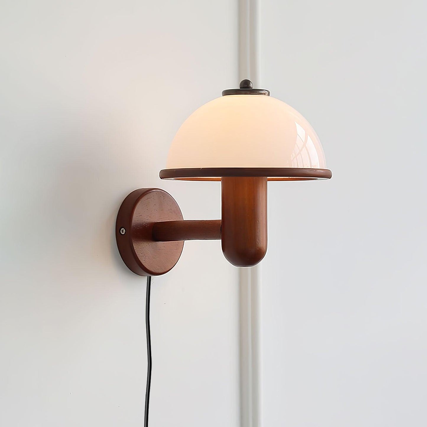 Mushroom Wood Wall Light – Elegant Oak Finish with Soft LED Glow