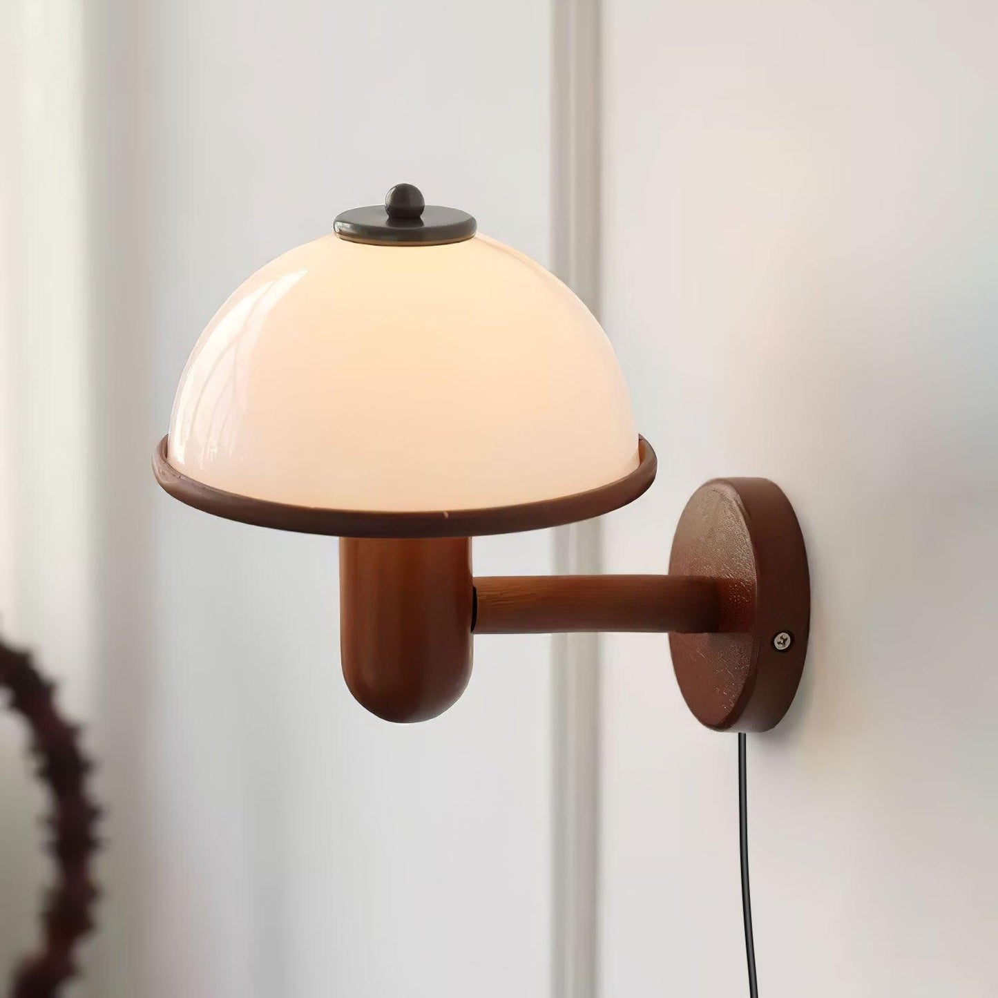 Mushroom Wood Wall Light – Elegant Oak Finish with Soft LED Glow