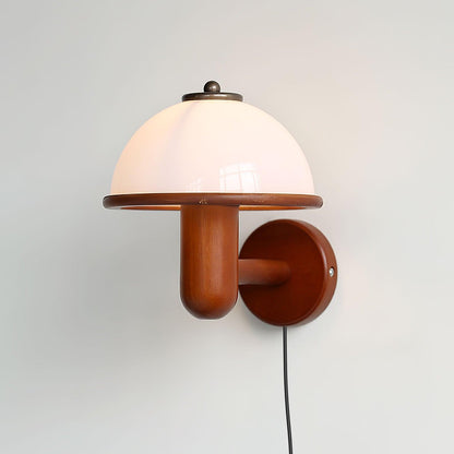 Mushroom Wood Wall Light – Elegant Oak Finish with Soft LED Glow