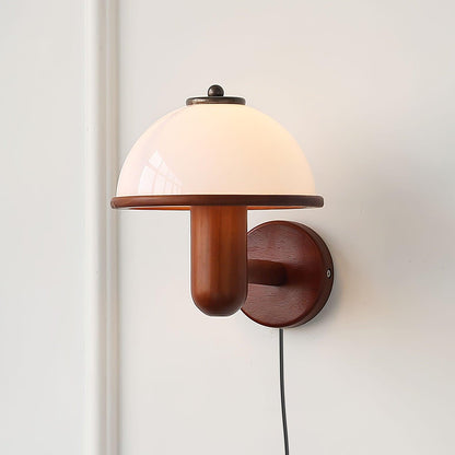 Mushroom Wood Wall Light – Elegant Oak Finish with Soft LED Glow