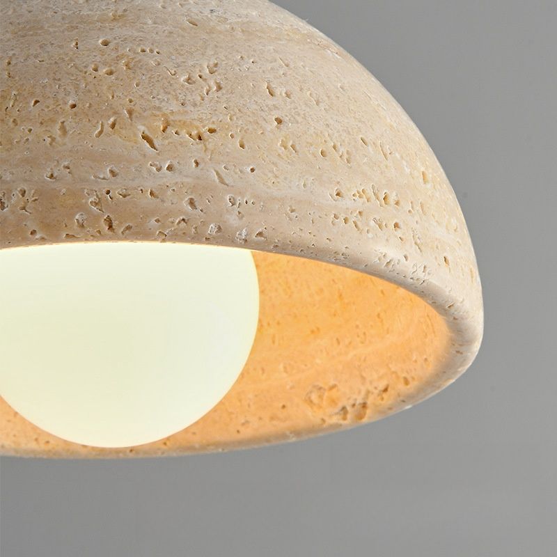 Natural Marble Pendant Light – Elegant Walnut & Stone Design for a Timeless Look