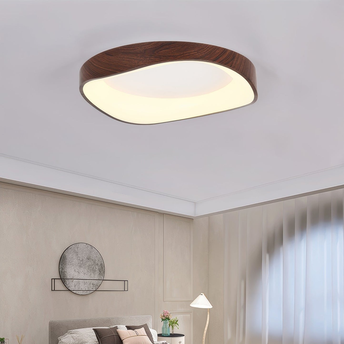 Nordic Wood Grain Ceiling Light – Elegant & Energy-Efficient LED Illumination