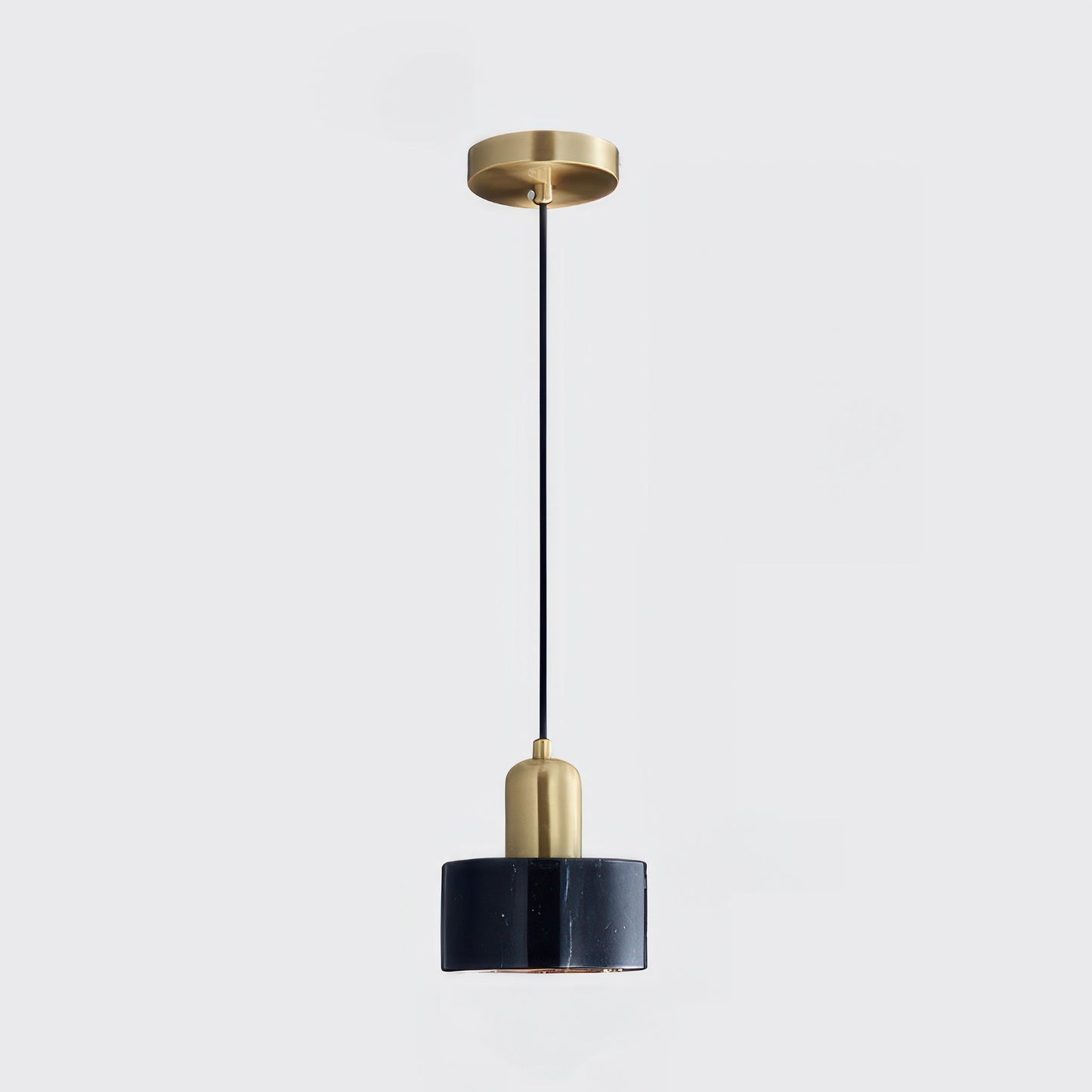 Japanese Cylinder Pendant Light – Minimalist Brass & Wood LED Hanging Lamp