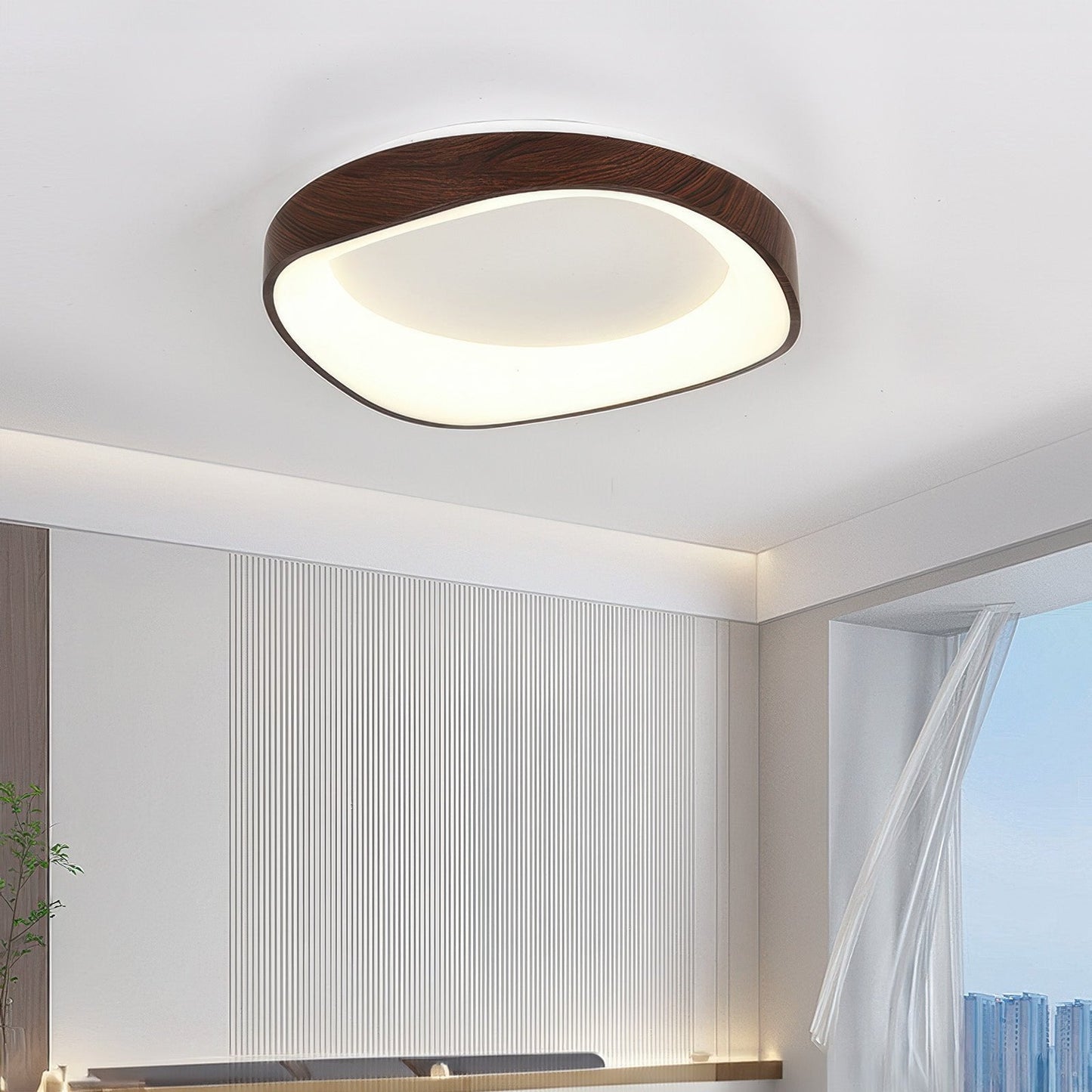 Nordic Wood Grain Ceiling Light – Elegant & Energy-Efficient LED Illumination