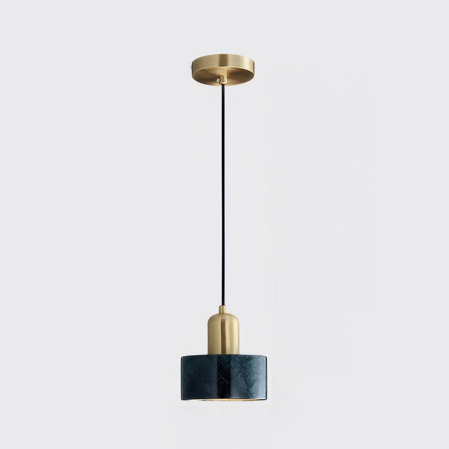 Japanese Cylinder Pendant Light – Minimalist Brass & Wood LED Hanging Lamp