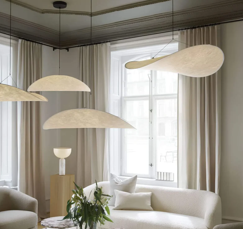 Veluna – Handmade Silk Ceiling Light for a Luxurious & Serene Ambiance