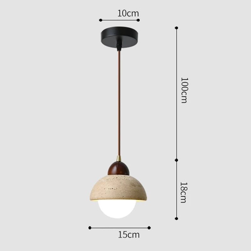 Natural Marble Pendant Light – Elegant Walnut & Stone Design for a Timeless Look