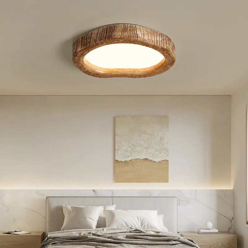 Rustic Wood-Effect LED Ceiling Light – Warm & Inviting Ambiance