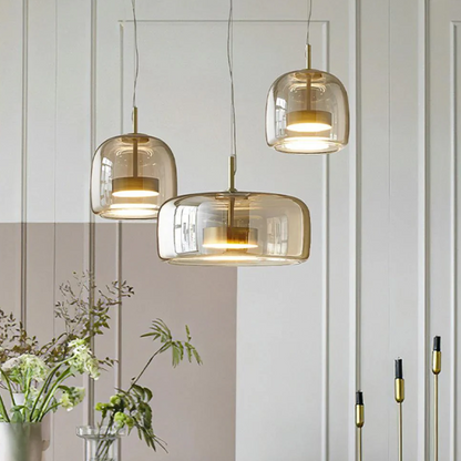 Trio de Hailie – Modern Glass and Metal Pendant Light Set