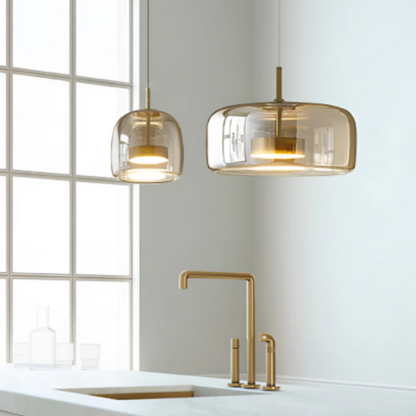 Trio de Hailie – Modern Glass and Metal Pendant Light Set