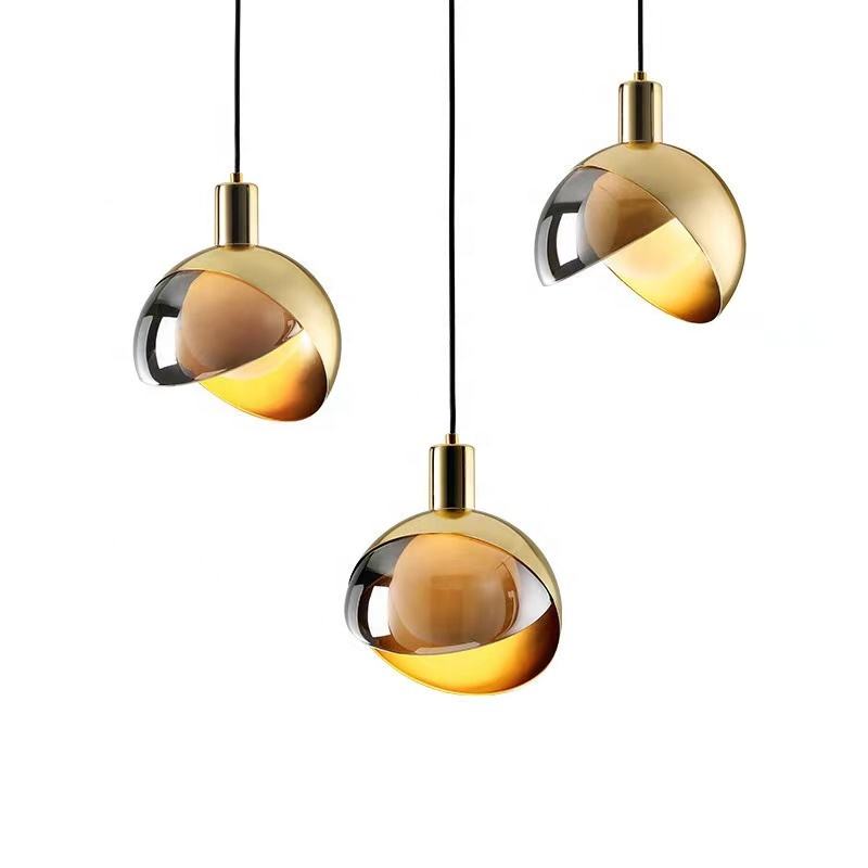 Modern Gold Glass Pendant Light – Elegant Smoked Glass & Adjustable Drop