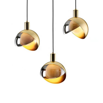 Modern Gold Glass Pendant Light – Elegant Smoked Glass & Adjustable Drop