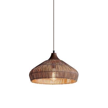 Handwoven Rattan Pendant Light – Rustic Ceiling Lamp with Adjustable Height