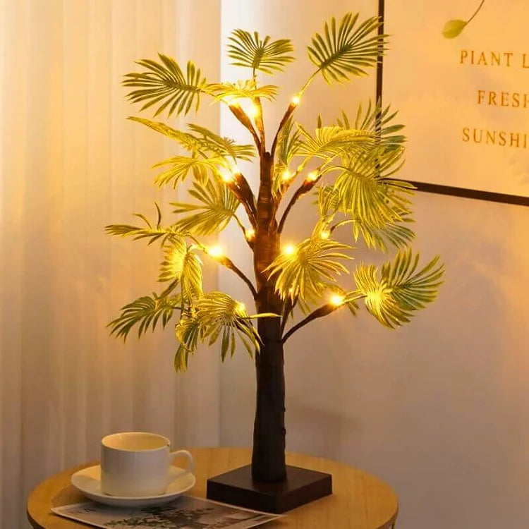 LED Christmas Palm Tree Light – Warm White Battery-Powered Festive Decor