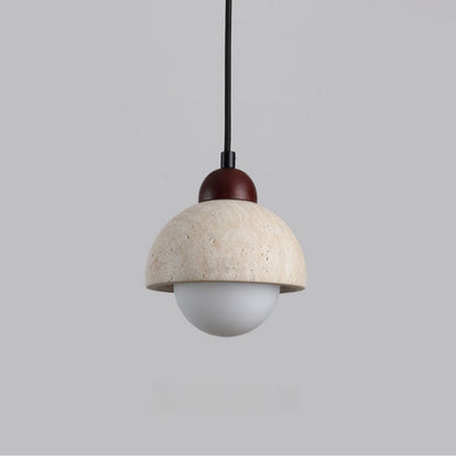 Natural Marble Pendant Light – Elegant Walnut & Stone Design for a Timeless Look