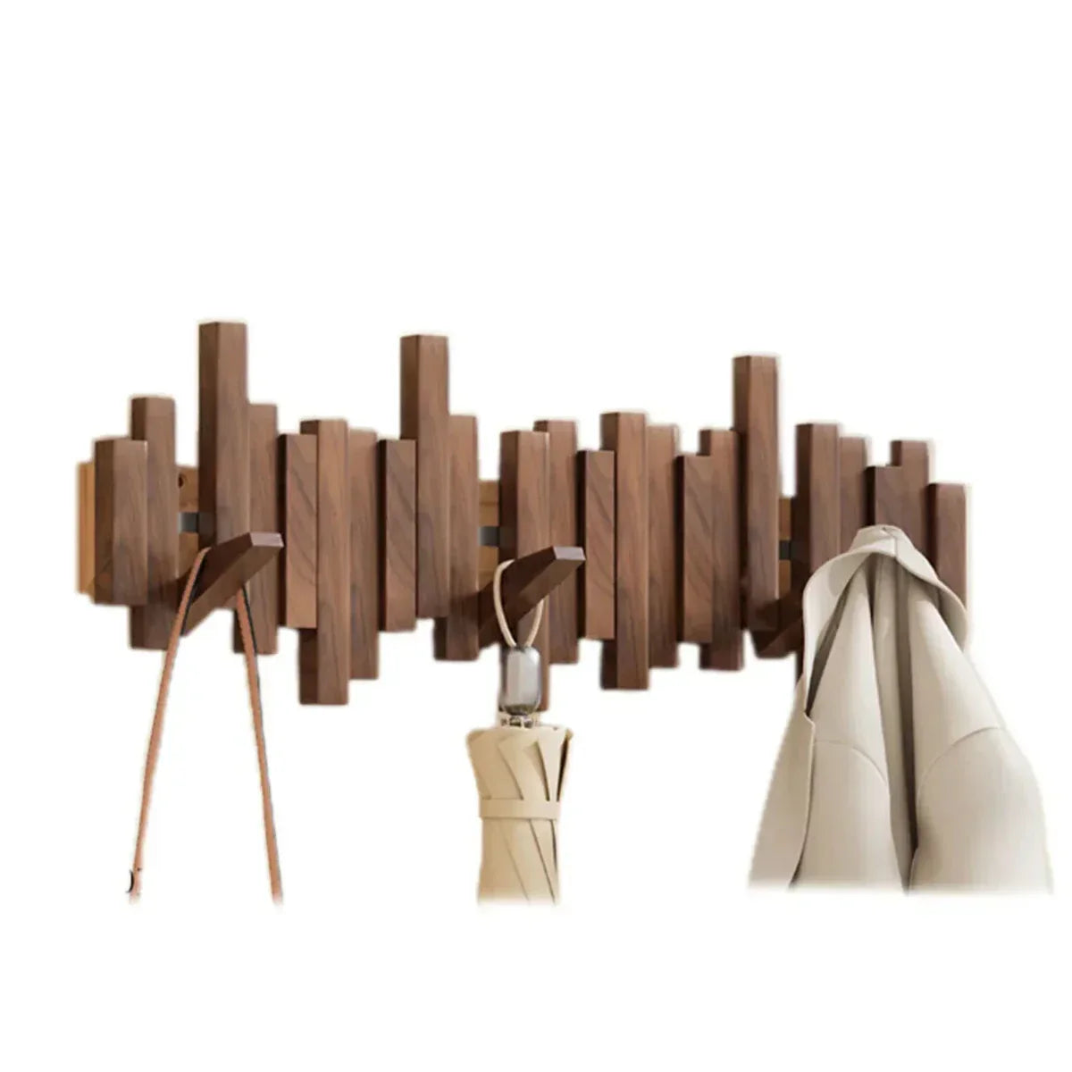 Wood Piano Coat Rack – Elegant Wall-Mounted Organizer for Keys, Coats, and Accessories