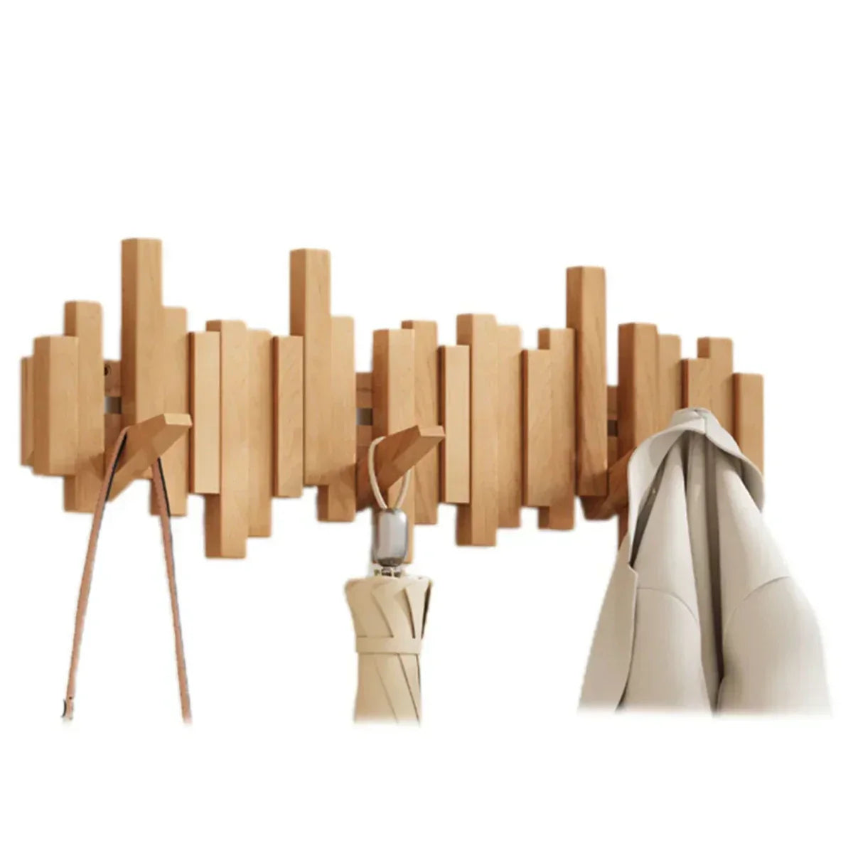 Wood Piano Coat Rack – Elegant Wall-Mounted Organizer for Keys, Coats, and Accessories