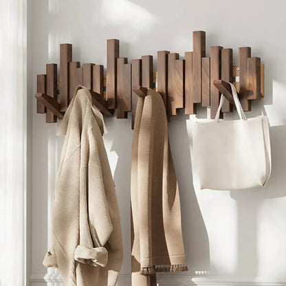 Wood Piano Coat Rack – Elegant Wall-Mounted Organizer for Keys, Coats, and Accessories